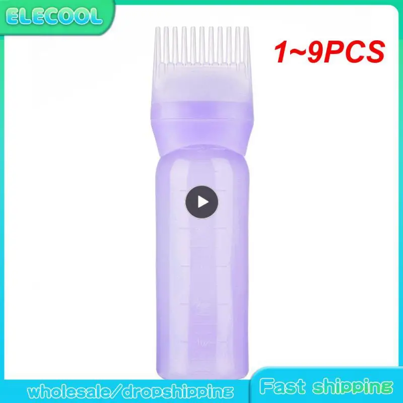 1~9PCS 120ml Hair Dye Refillable Bottle Applicator Comb Multicolor Plastic Dispensing Salon Oil Hair Coloring Hairdressing