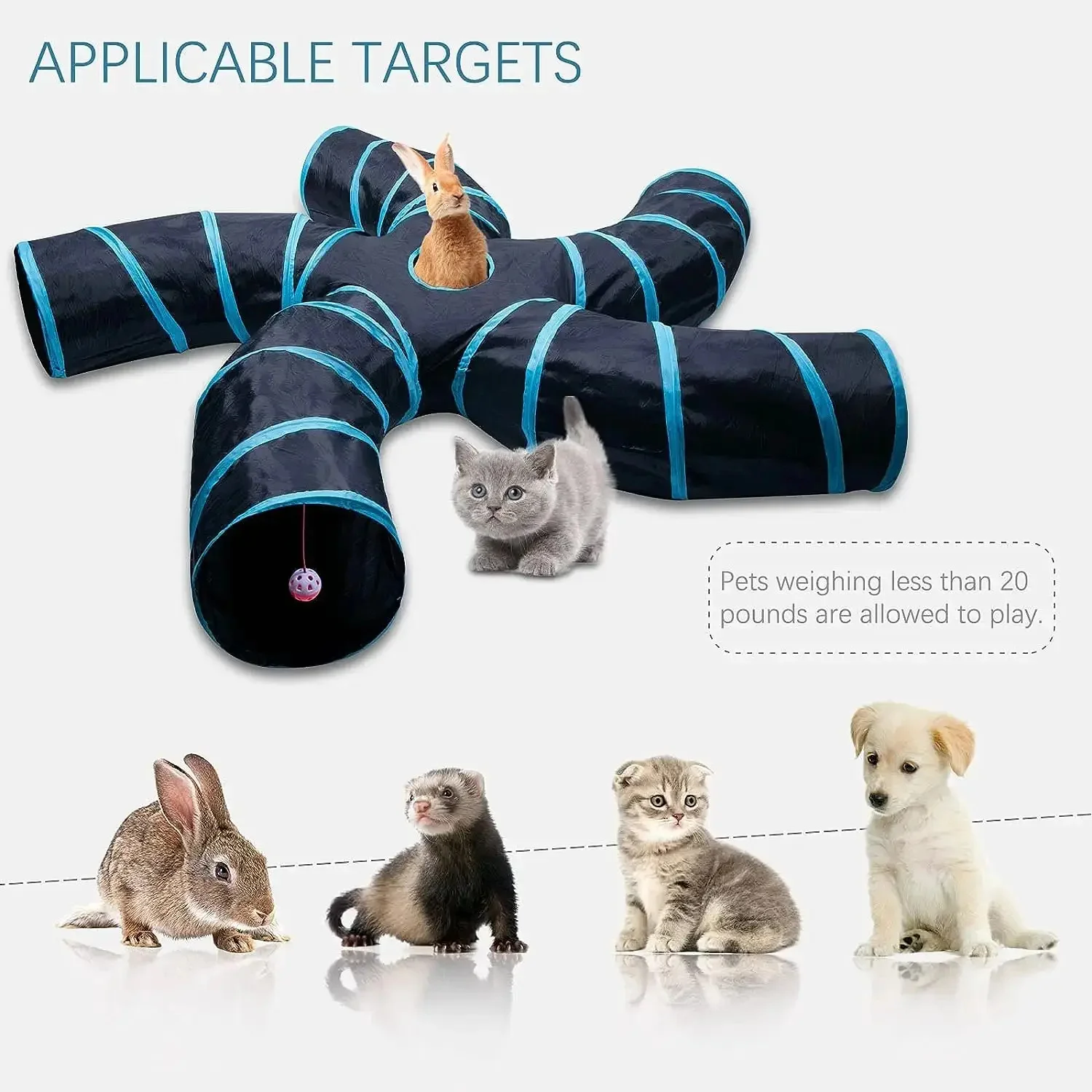 3/5 Way Collapsible Pet Cat Tunnel Tube Toys Tunnels for Indoor Cats Kitty Bored Peek Hole Toy Ball Puppy Kitty Kitten Rabbit small pet tunnel