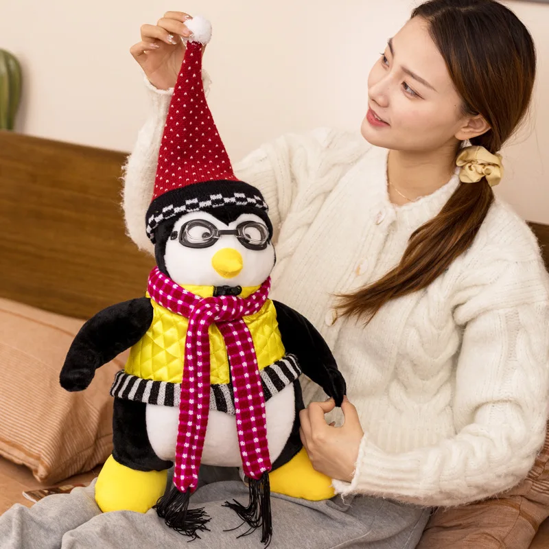 Tv Show Plush Toy 40cm Friends Related Rachel Joey's HUGSY Penguin Stuffed Doll with Scarf Vest Glasses