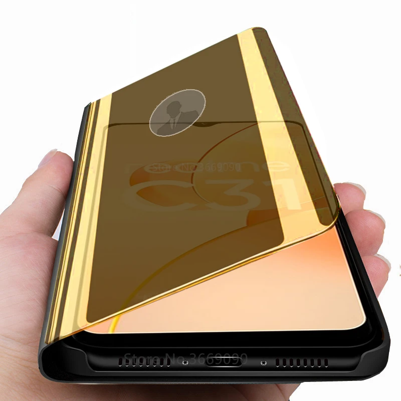 Чехол Realmi C31, умный зеркальный флип-чехол для телефона Realme C31 c 31 31c realmec31 6,5 дюйма, магнитная подставка, чехол-книжка, противоударный чехол
