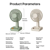 KINSCOTER Ventilateur de bureau vintage 2000mAh 90 °   Mini ventilateur rechargeable inclinable et réglable, 5 vitesses, pour la maison/le bureau/les étudiants/les cadeaux 6