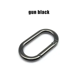 Oval Spring O-Ring Openable Leather Bag Strap Connector with Keyring Pendant Clip - Inner wide 40mm (Gun black)