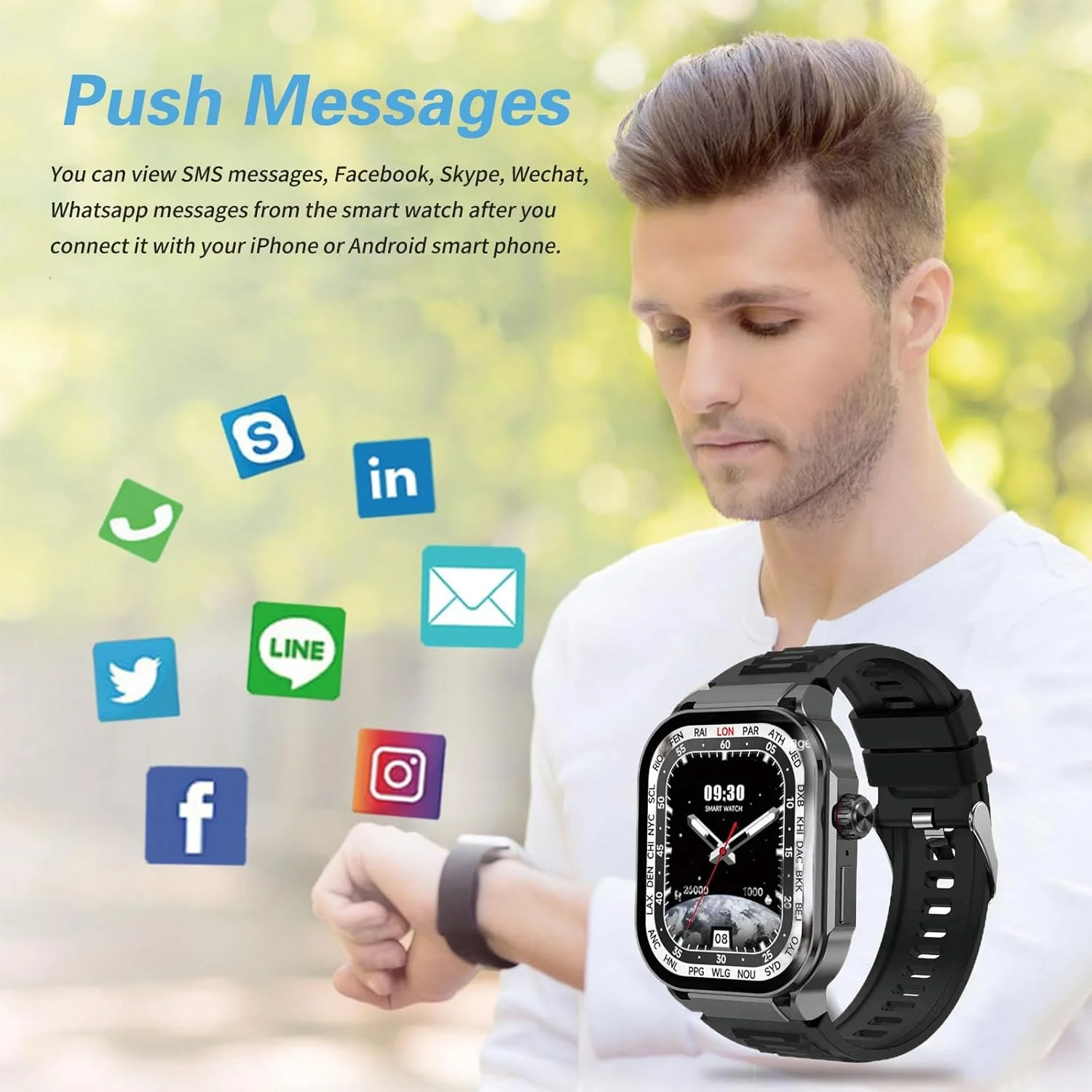 2.06" Touch Screen Smart Watch for Man/Women Activity Fitness with Heart Rate/Blood Pressure/sleep Monitor Bluetooth IP67 Wate