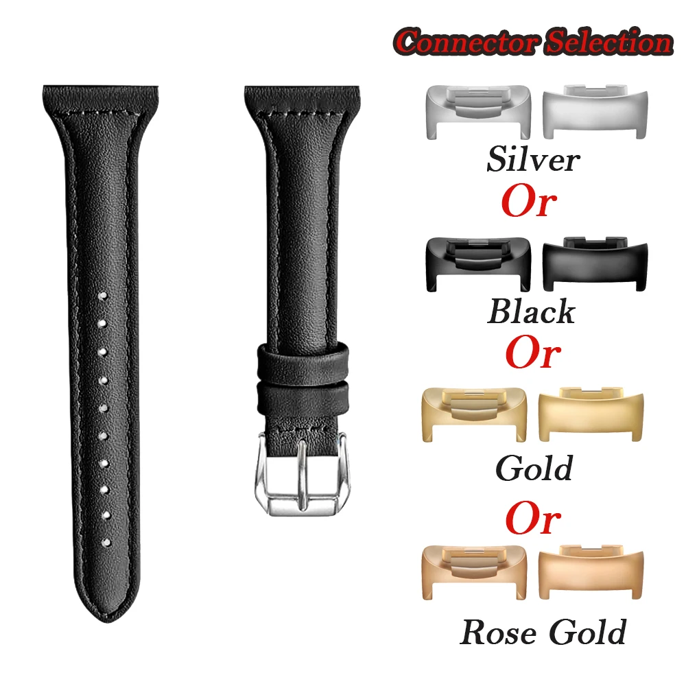 Leather Strap Fashion Casual Wristband with Metal Connector and Classic Buckle
