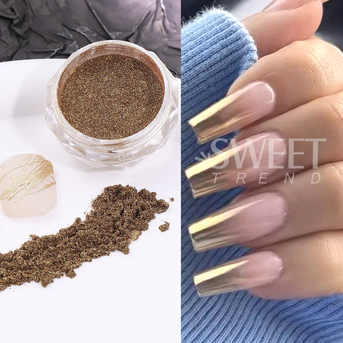 4pcs Y2K Metallic Chrome Nail Glitter Powder Punk Silver Black Metal Mirror Pigment Rubbing Dust DIY Charm Manicure Decoration