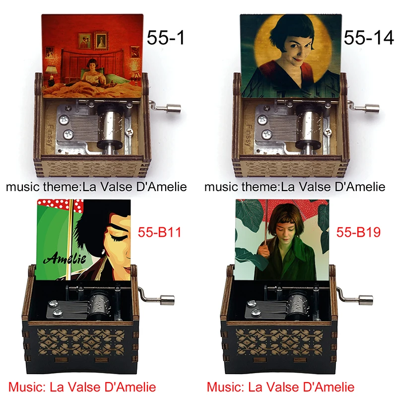 Color Print Amelie Music Theme La Valse D'Amelie Music Box Hand Musical Box Movie Fans New Year Christmas Gifts for Girls