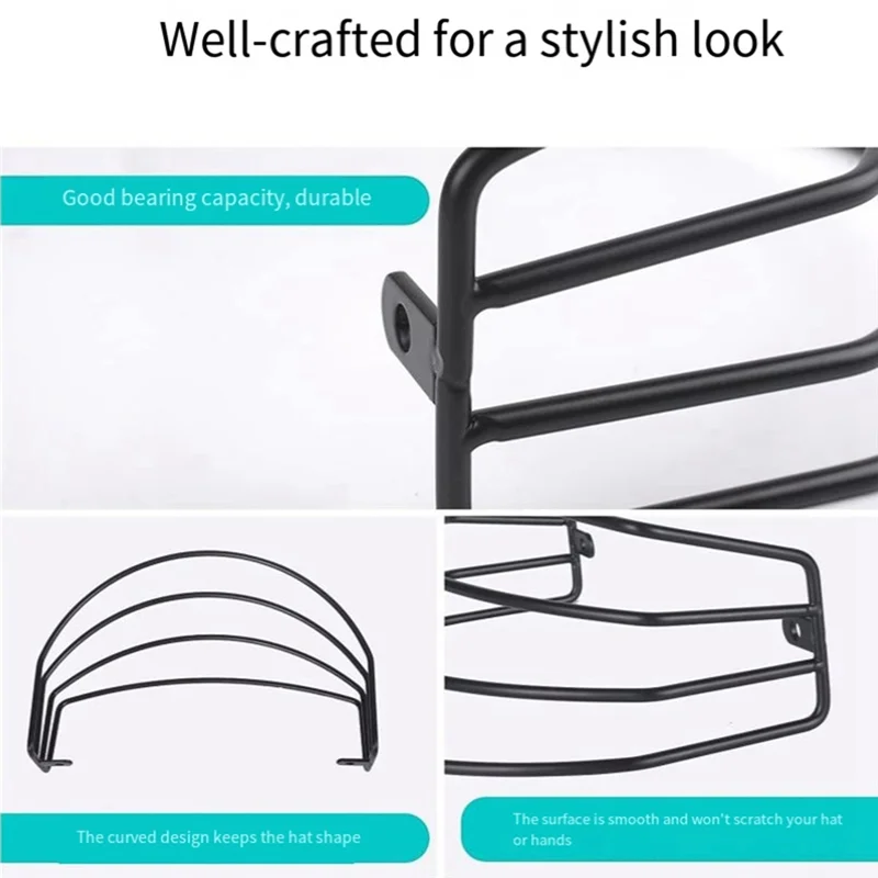 2Pcs Wall Hat Rack Baseball Hat Rack For Wall, Door And Closet, Metal Hat Organizers For Baseball Caps, Ball Cap Holder 4