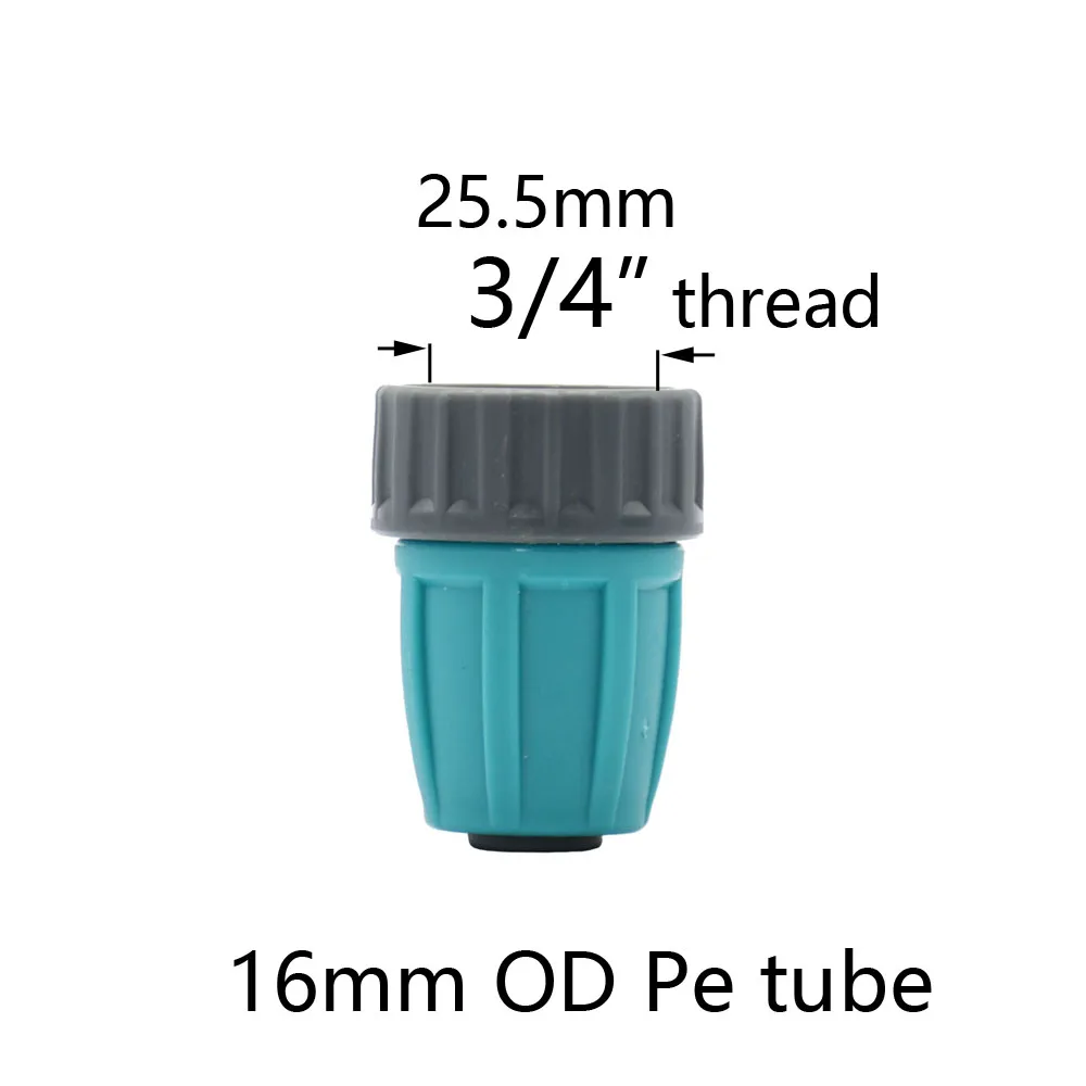 16mm 1/2'' PE Pipe Connector Water Splitter Tee Coupling Threaded Lock to 4/7mm Hose Reducer Garden Watering Drip Irrigation 