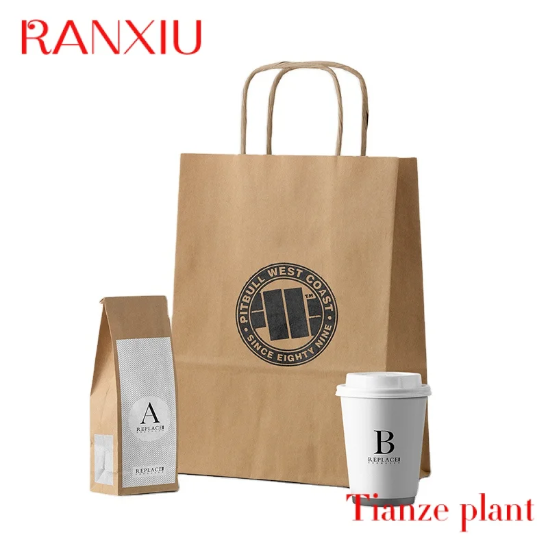 Custom Lipack Food Grade Takeaway Kraft Paper Bag Take Out Grocery Brown Paper Bags For Food Packaging custom 800ml brown kraft paper customize logo printing lunch box take away 1 compartment paper food container