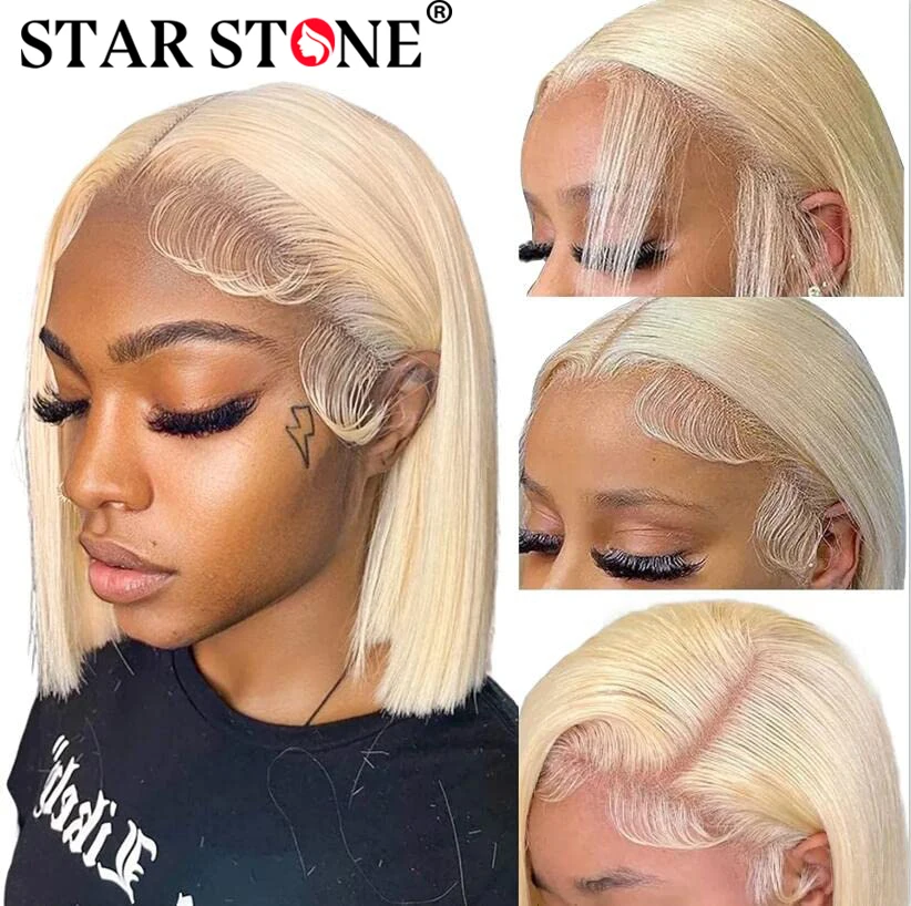 

Short Bob Wig613 Honey Blonde Color Brazilian Straight Bob Wigs T Part Lace Front Human Hair Wig 13x4 Lace Frontal Wig for Women