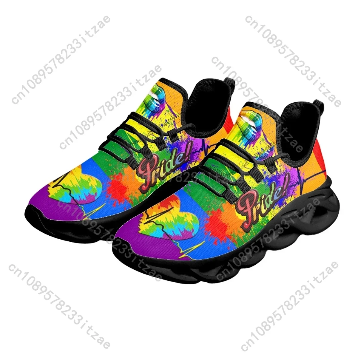 LGBT Pride Womens Shoes Wear Resistant Mesh Swing Sneakers Rainbow Gay Love is Love Design Ladies Classic Men Tennis Zapatos 3