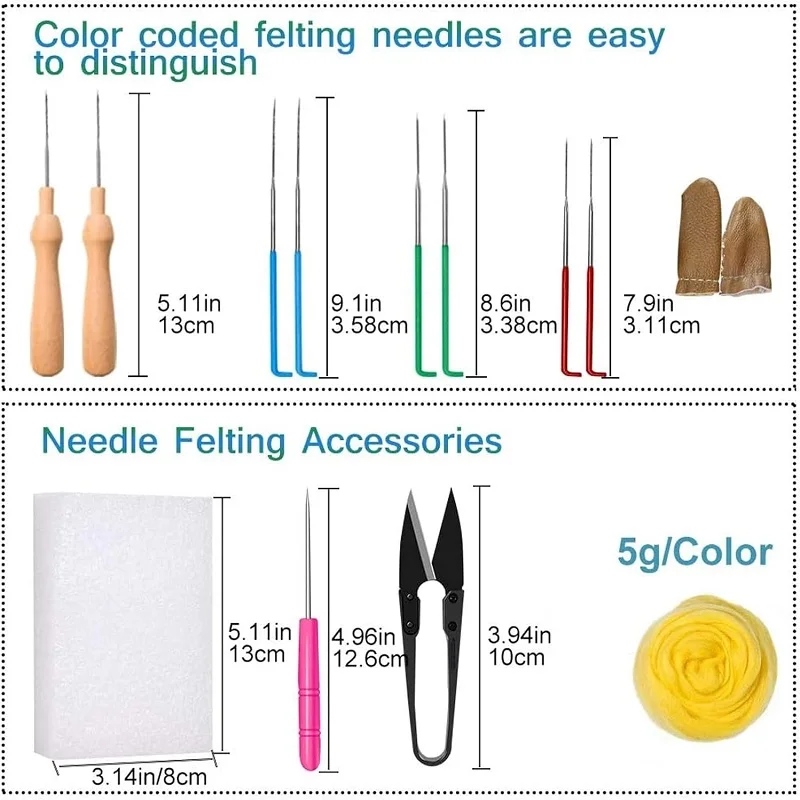 BUDDUR Multicolor Wool Felting Kit With Felting Needles And Finger-cot For Doll Making DIY Non-finished Material Package needle felting kit wool felting kit needle felting painting kit