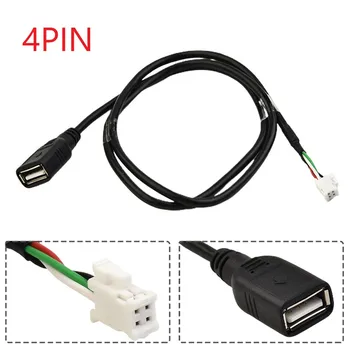 2Pcs Car USB Cable Adapter Extension Cable Adapter 4Pin 6Pin For Car Radio Stereo Auto Accessories Black