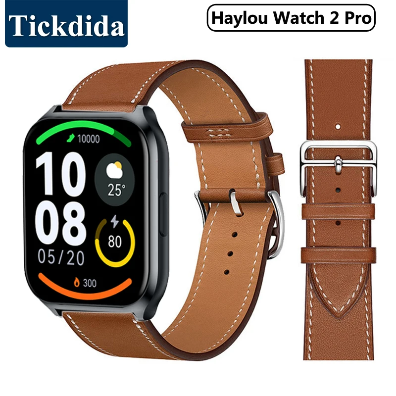 

Genuine Leather Watch Band 20mm 22mm for Haylou Watch 2 Pro / Solar Lite Amazfit GTR Mini GTR 4 Business Buckle Leather Strap