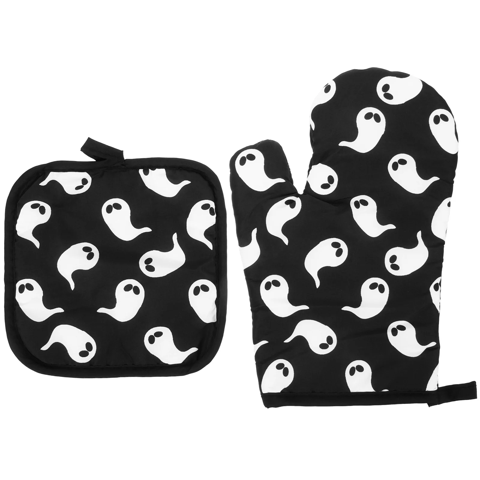 

2 Pcs Non-slip Halloween Microwave Oven Mitt Pot Holders Gloves Polyester Printed Cloth