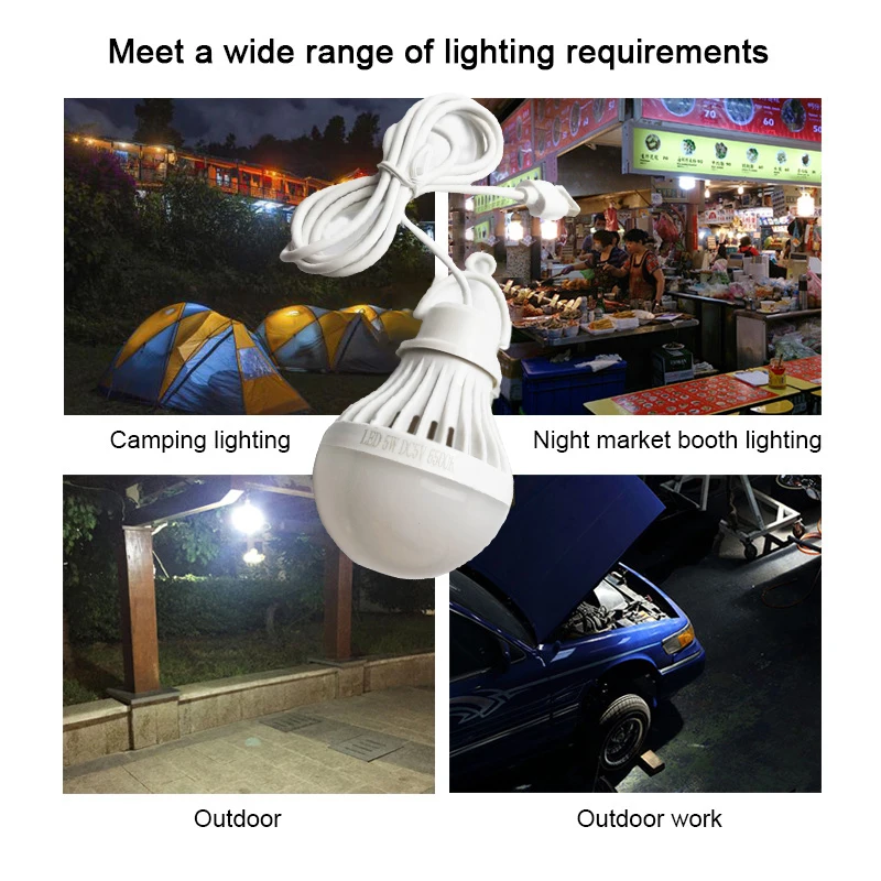 LED Portable Mini Light Bulb 5V USB Power Supply With Switch Book Light Student Reading Indoor And Outdoor Available
