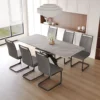 62.4" extendable 78.15" dining Table Set for 6-8 Person for Dining Room,C-shaped Tube Soft padded armless dining chair 2