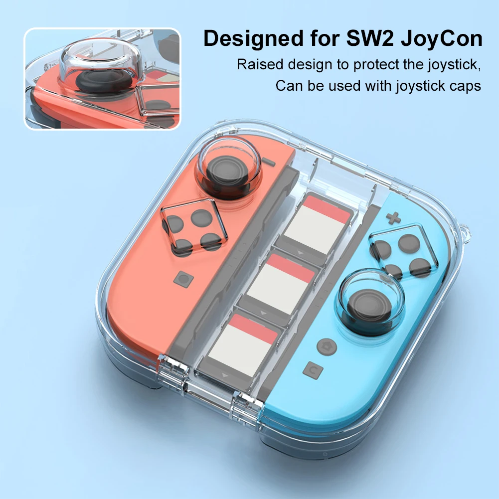 Transparent Storage Box with Game Card Slots Clear Protector Shell Protective Case for Nintendo Switch2 Joy-Con