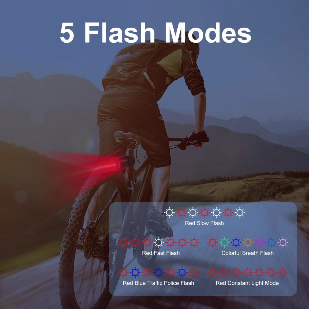 Bicycle taillight Camluxy Smart Bicycle Rear Light LED IPX6 Waterproof Bike Taillight Safety USB Rechargeable Brake Sensing Auto Stop Cycling Lamp