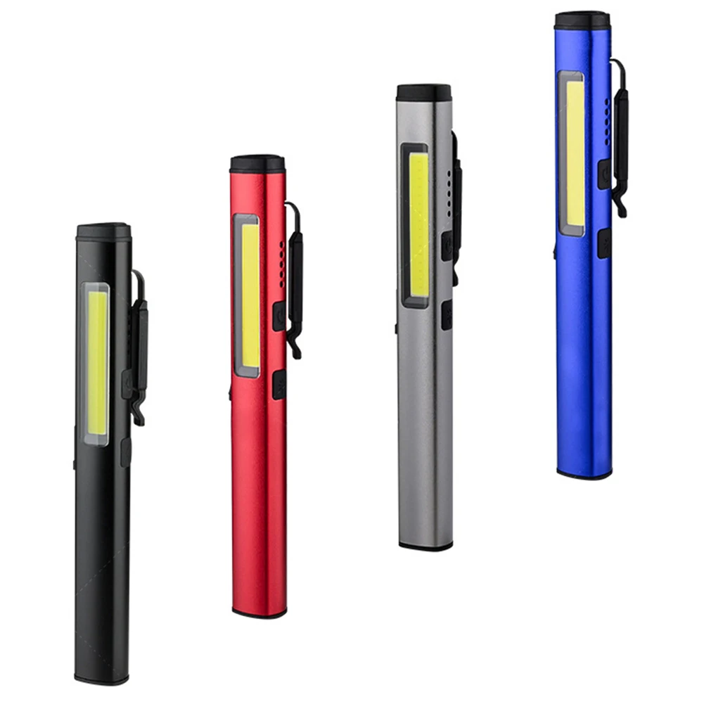 LED UV 마그네틱 작업 손전등, USB 충전 비상 토치, 매우 밝은 야외 캠핑 램프, COB 펜 손전등 랜턴