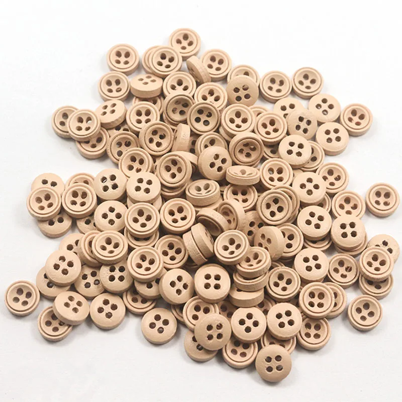 10PCs & 30PCs Natural Color Round Piping Camellia Wood Grain Wooden Buttons  10mm-30mm Sewing Accessories Clothes 4 Holes Button