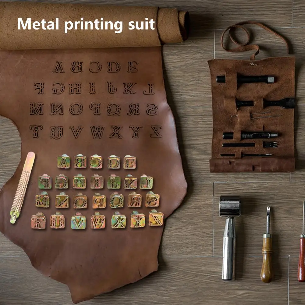 Unique Marking Symbol Set English Letters Leather Punching 26 Stamps Zinc Alloy Set Tools Craft for Mental Stamping