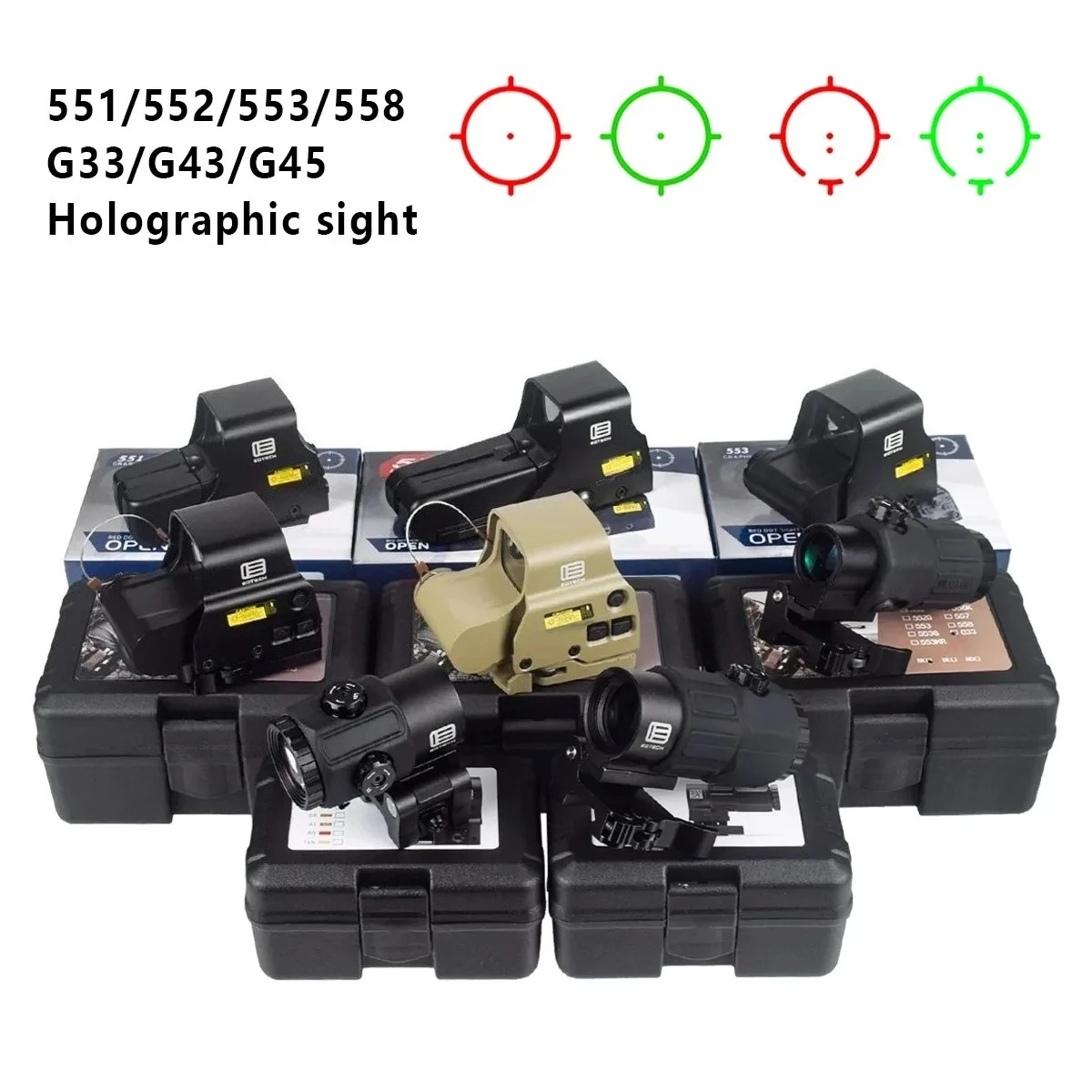Tactical Red Dot Holographic Sight with Magnifier for Hunting Riflescopes and Airsoft Guns
