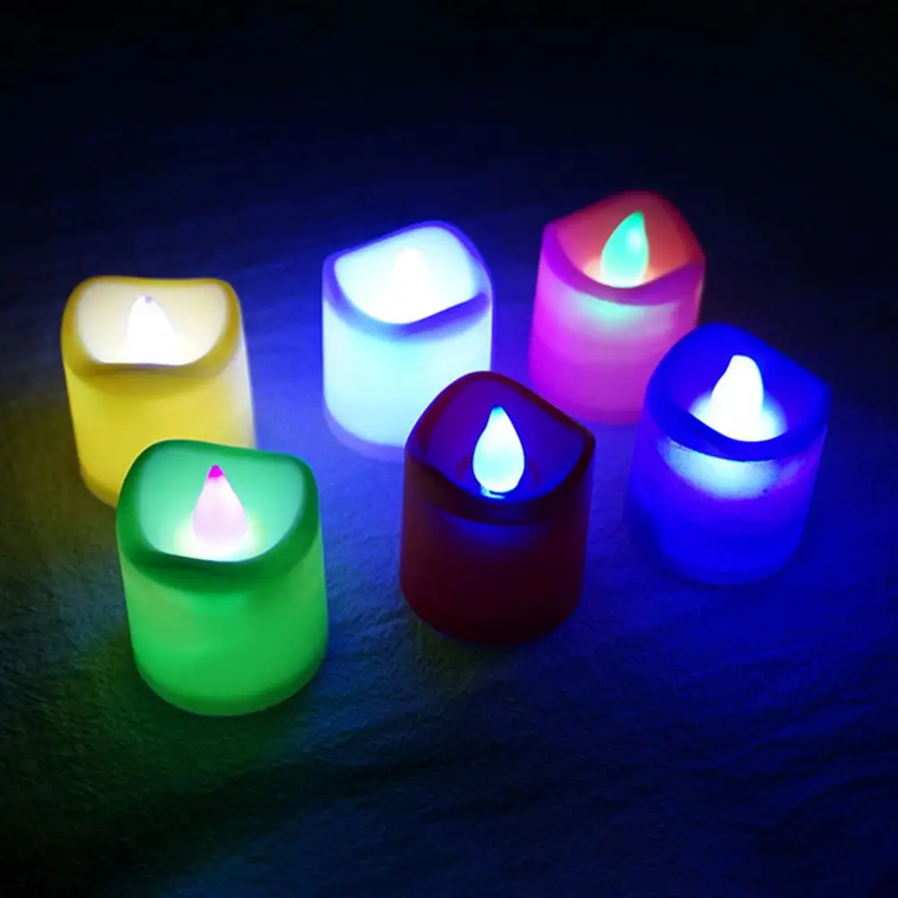 12Pcs Candle Light Multicolor Intelligent Timing Internal Concave Bevel