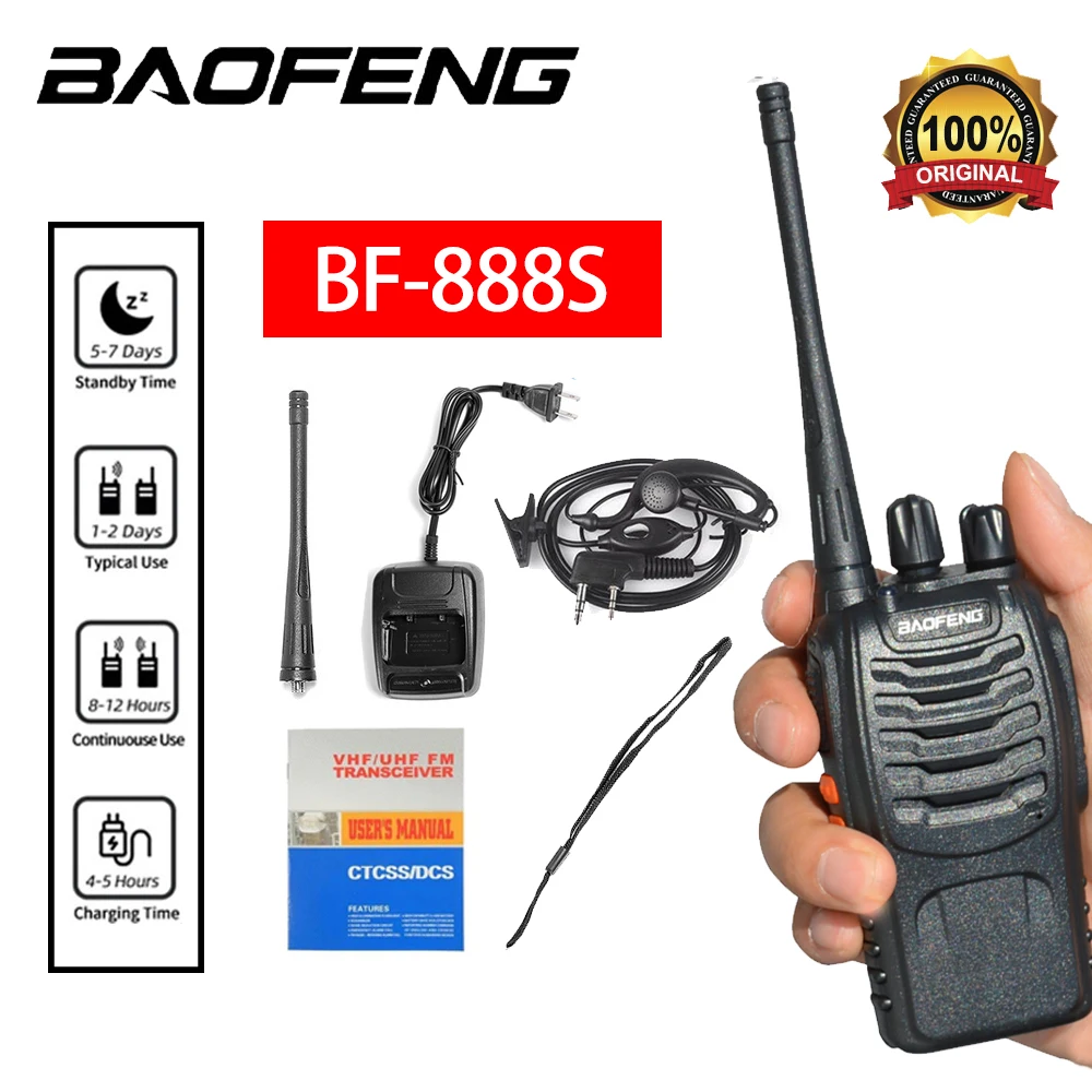 

Original Baofeng 888s 2pcs Radios Walkie Talkie UHF 400-470MHz 16 Channels Portable Two-way Radio Professional Walkie Talkie
