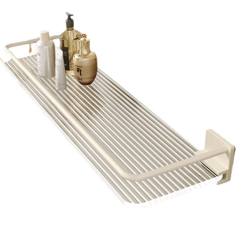 Bathroom Storage Rack Acrylic Transparent Wall Cosmetic Makeup Shampoo Rack Shower Shelf No Drill