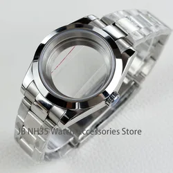 High-Quality Silver Watch Case with Sapphire Glass and Waterproof Stainless Steel (36mm/39mm) for 36mm (A glass strap)
