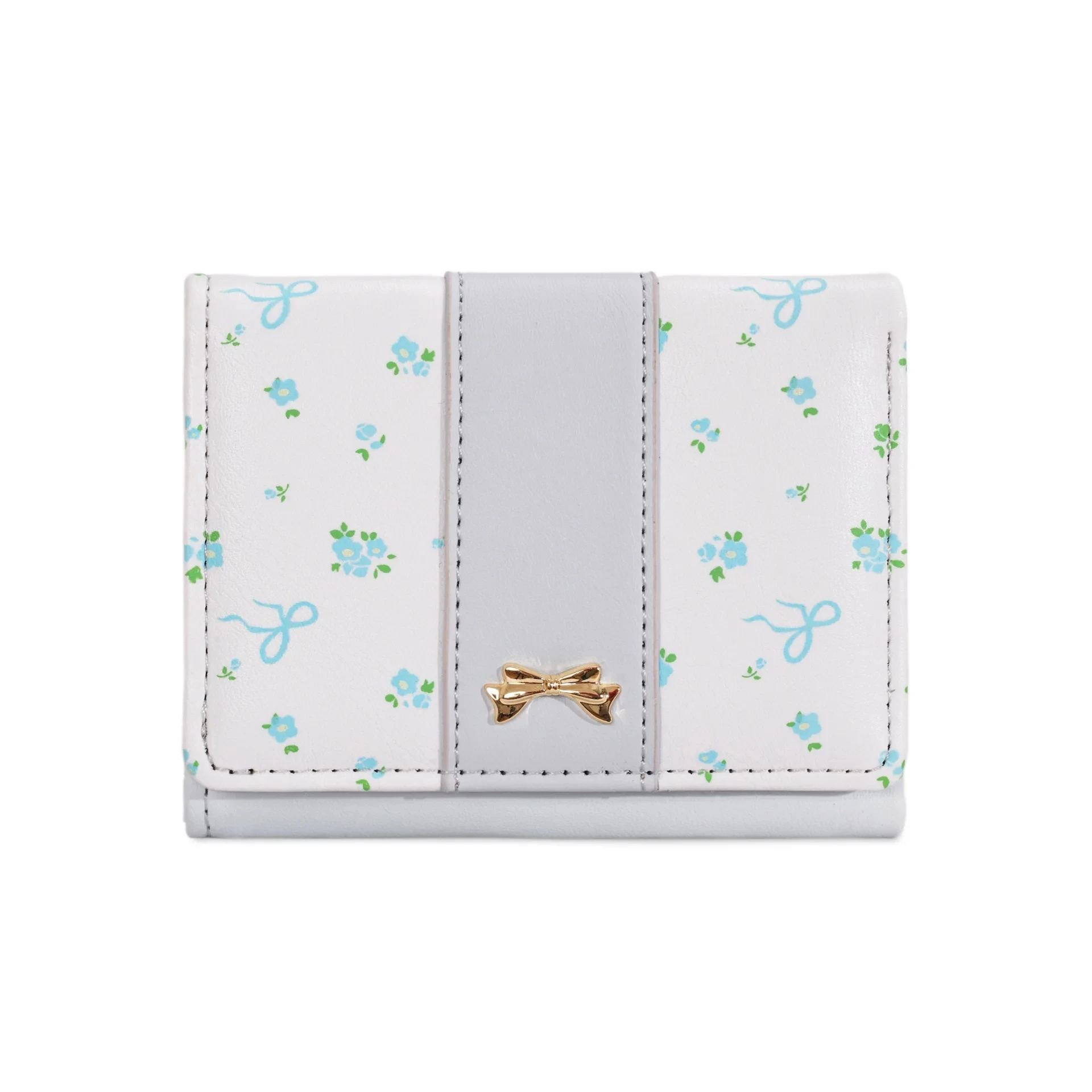 Chic Floral Bow Women's Tri-Fold Wallet with Multi-Card Slots
