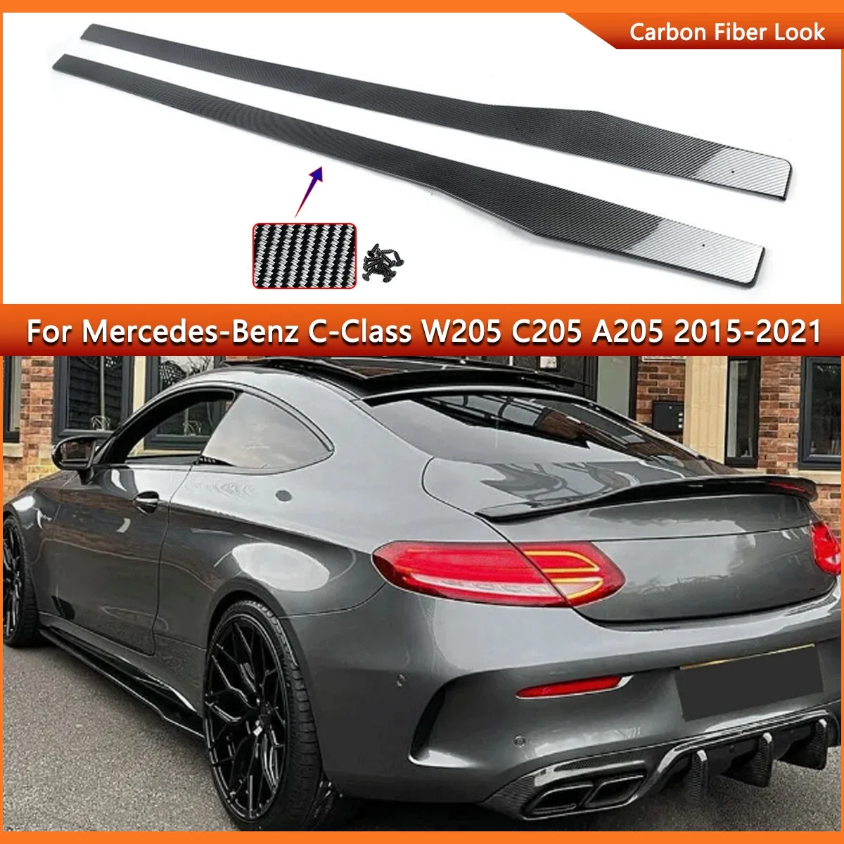 

2 шт., боковые юбки для Benz W205 C205 Sport C-Class C63 C300 C43