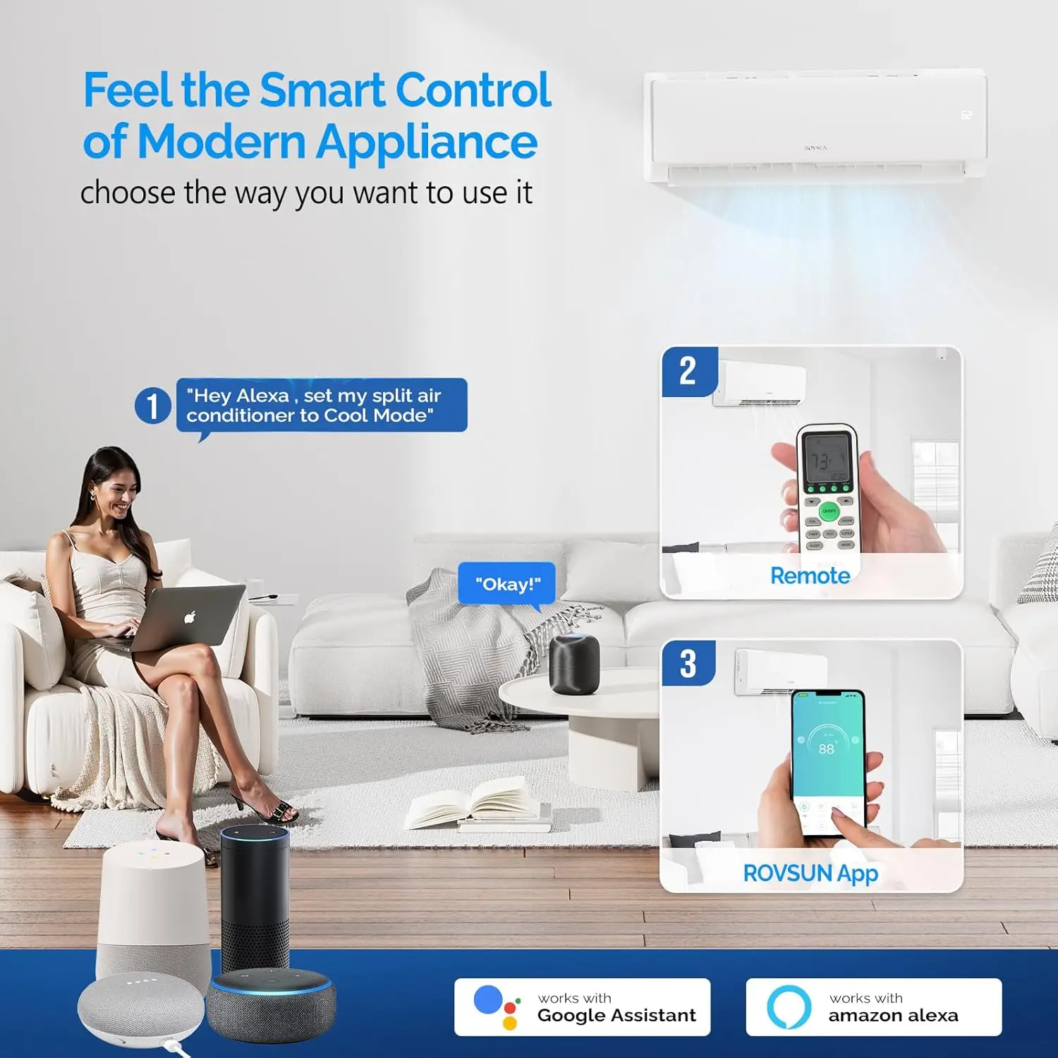 11500 BTU Wifi Enabled Mini Split Air Conditioner & Heater 17 SEER2 115V Inverter Ductless Wall AC Unit Pre-Charged Condenser 4 11500 BTU Wifi Enabled Mini Split Air Conditioner & Heater 17 SEER2 115V Inverter Ductless Wall AC Unit Pre-Charged Condenser 4