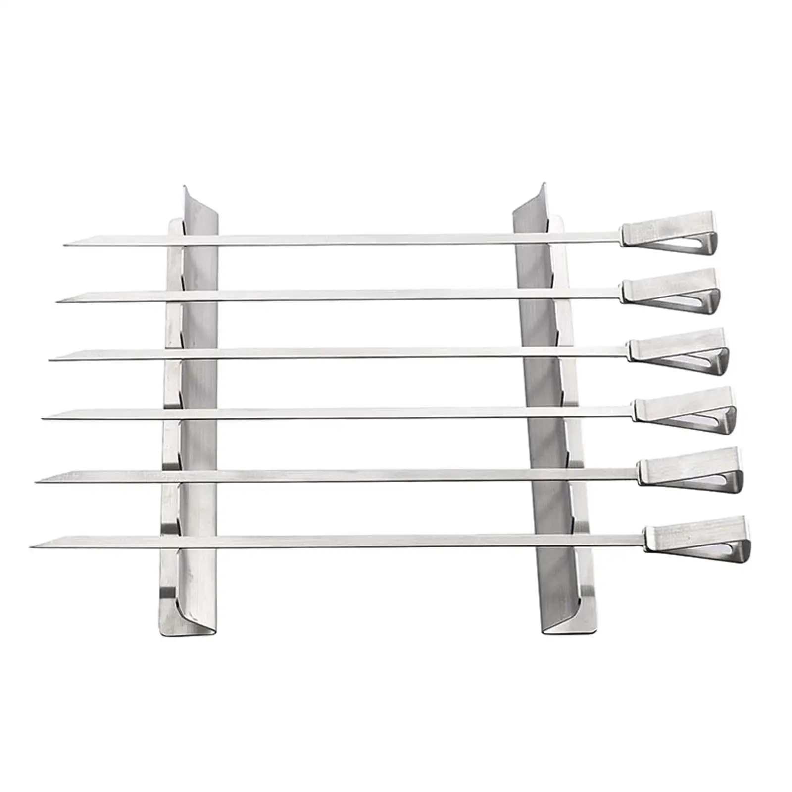 Skewers Rack Set Outdoor Cooking BBQ Pin Stick 14inch Stainless Steel Long Kebab Skewers for Seafood Chicken Vegetables Grilling