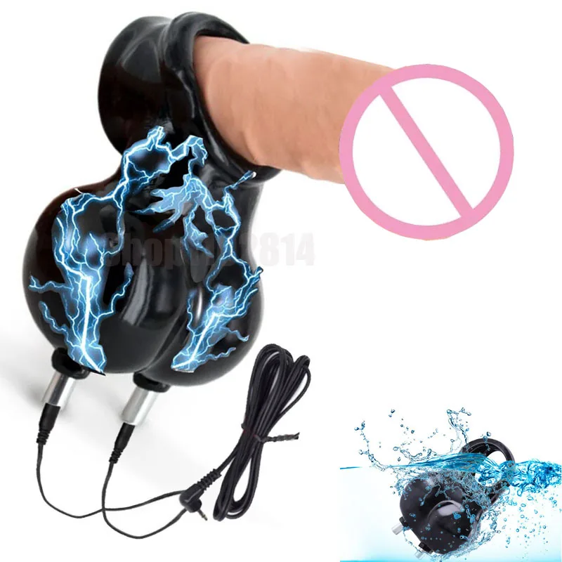 E-stim Chastity Cage Cockring,Testicle Electrostimulation Penis Extender,BDSM Sex Toy for Men,Electric Shock Scrotum Bind Sleeve