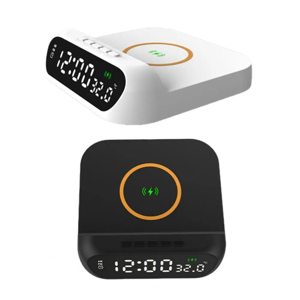 Wireless Charging Station Versatile 3-in-1 Wireless Charger Fast 15w Charging Digital Alarm Clock Temperature for Devices 5