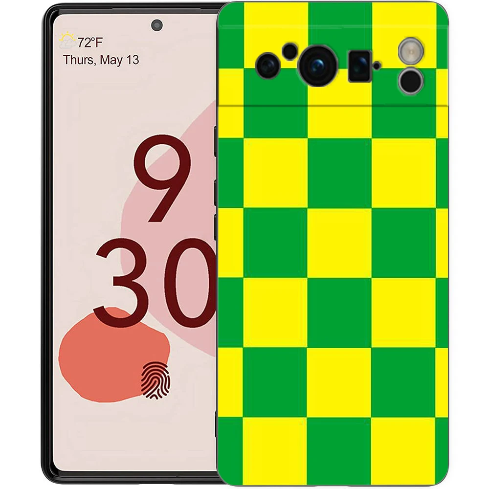 Vintage Chessboard Grid Design Shockproof Phone Case - Soft Black TPU Cover