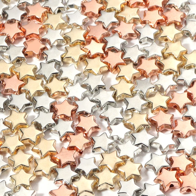 50-100pcs/Lot 6 10 12mm Star CCB Beads Gold Silver Color Loose Spacer Beads For Jewelry Making Findings DIY Bracelet Accessories 4