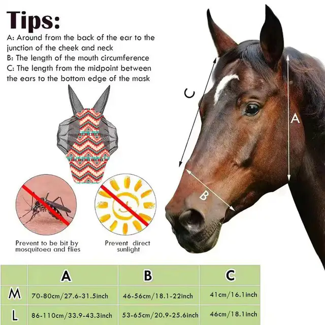 Fly Masque Horse Equine Face Covering Fly Masque Protective Covering for Horse Face Ear Cob Nose Use In Outdoors Activities 6