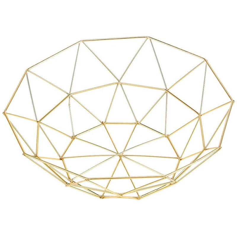 

5X Metal Wire Fruit Basket Fruit Bowl, Large Round Bread Storage Bowl Stand