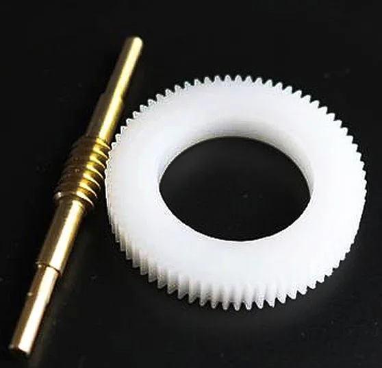2Sets/lot 0.5 Mold 71Teeths 1:71 Nylon Worm Gear +Copper Worm Rod Diy Toy Parts--Gear Inner Hole:21.8mm