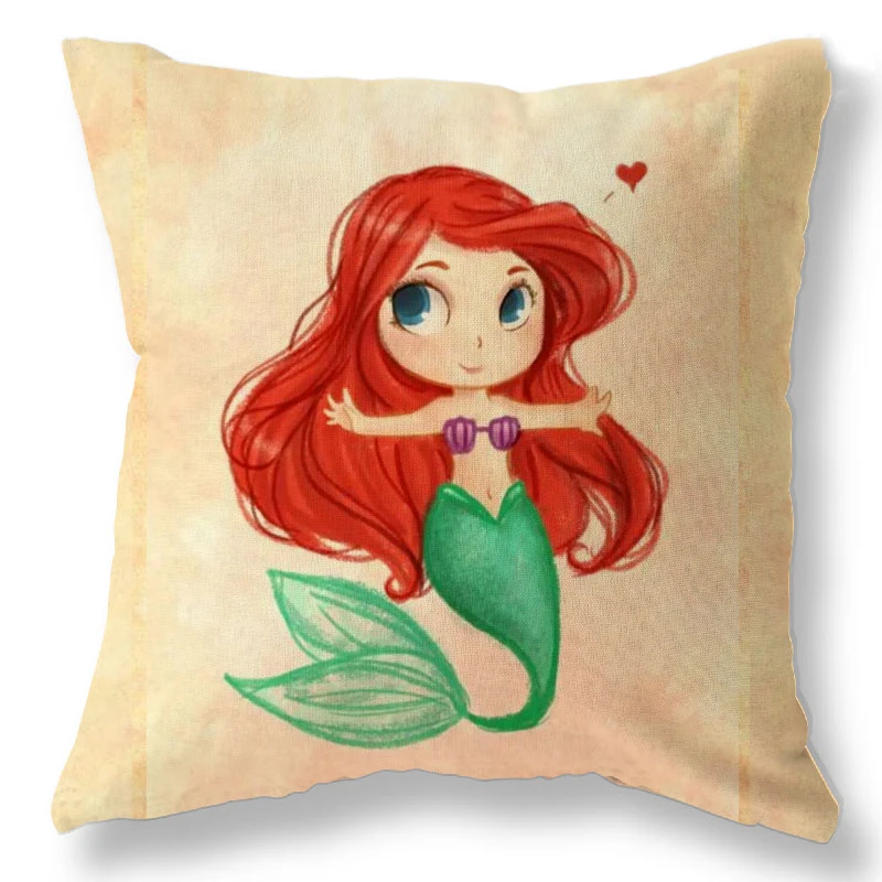 Disney Princess Pillowcase Mermaid Snow White Cinderella Aurora Ariel Belle Jasmine Pocahontas Princess Pillow Cover Girl