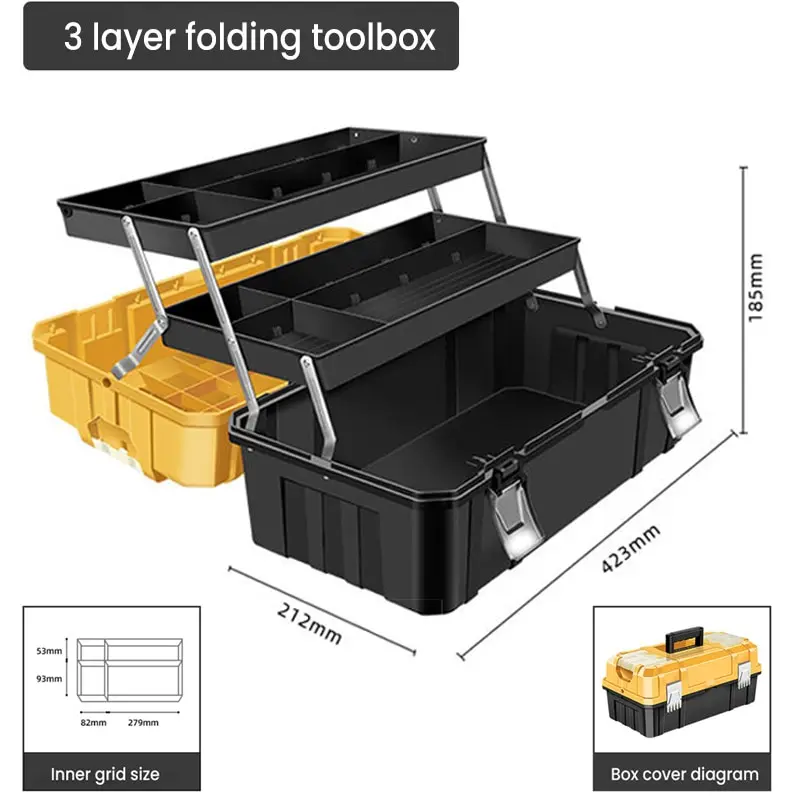 Tool Storage Box Plastic Tool Box Storage Organizer Box AIRAJ Hardware Toolbox Set Plastic Thick Combination Suitcase Electrician Carpenter Electric Drill Storage Box