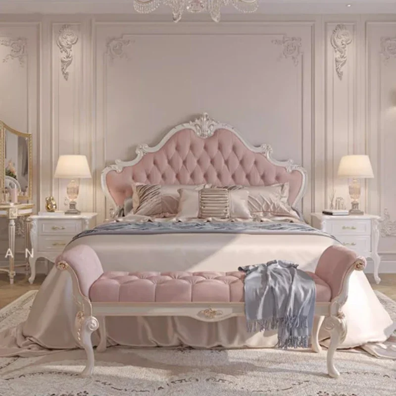 

Высококачественное красивое изголовье кровати, вилла в скандинавском стиле, роскошная двуспальная кровать для сна, тканевая безопасная мебель принцессы