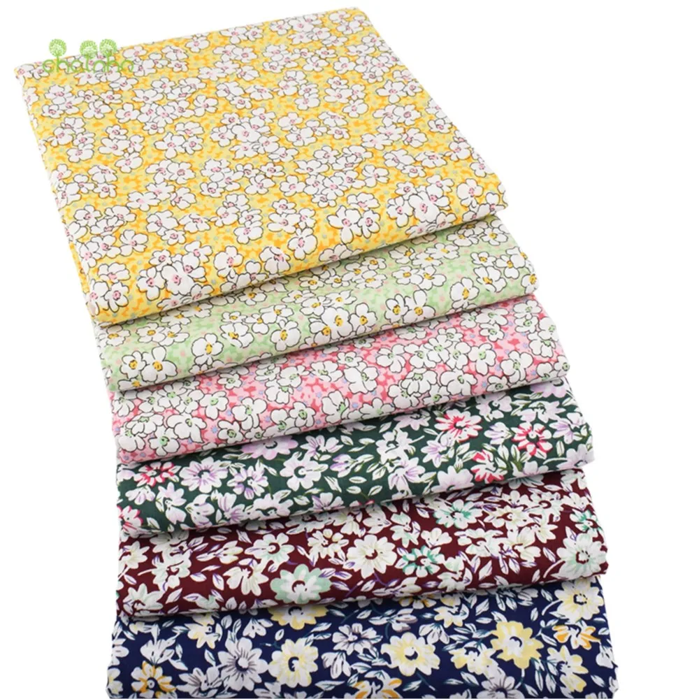 Chainho,Printed Plain Weave Poplin Cotton Fabric,DIY Sewing Quilting Material,Patchwork Cloth,Floral Series,3 Sizes,15PC92