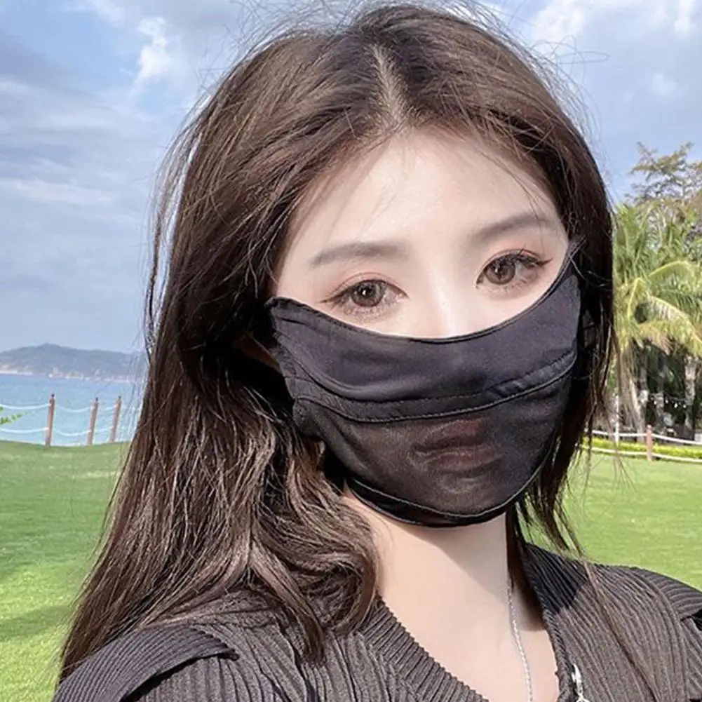 

Ice Silk Mask for Women Thin Breathable Mesh Face Cover Sun Protection Scarf Soft Adjustable Summer Anti-Uv Cycling Running Mask