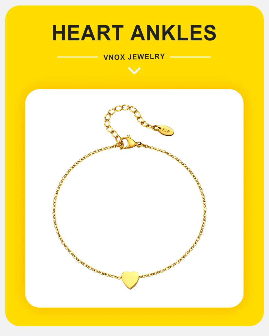 Vnox Damen verstellbare Fußkettchen, runde Schlangen kette Muschel Herz Charms Armband Knöchel kette, exquisite Strand Armband am Bein – Detail 1