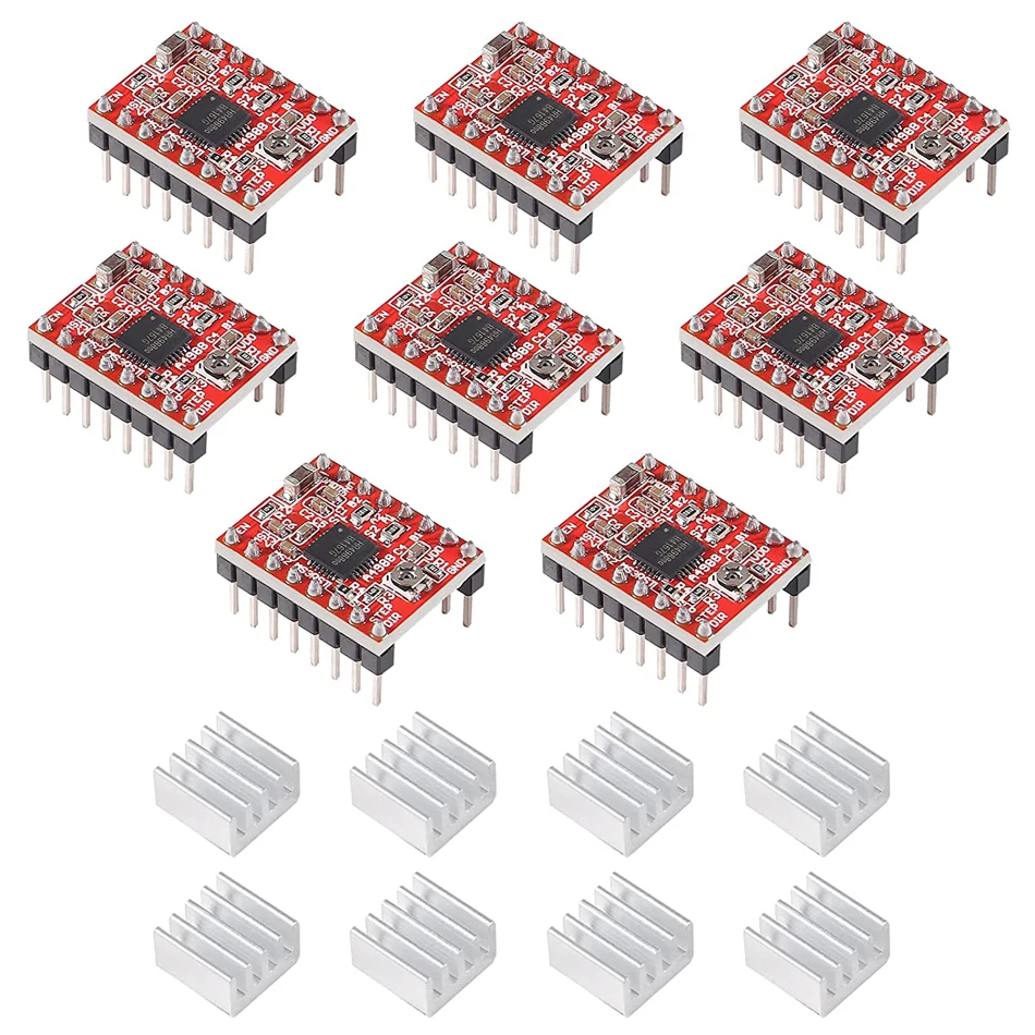 

5/8pcs A4988 StepStick Stepper Motor Driver Module + Heat Sink for 3D Printer RepRap