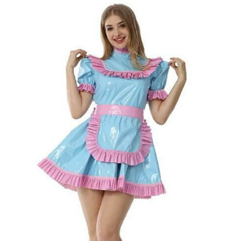 

Hot selling new PVC French Maid sweet Sissy Dress A-line skirt cos custom dress